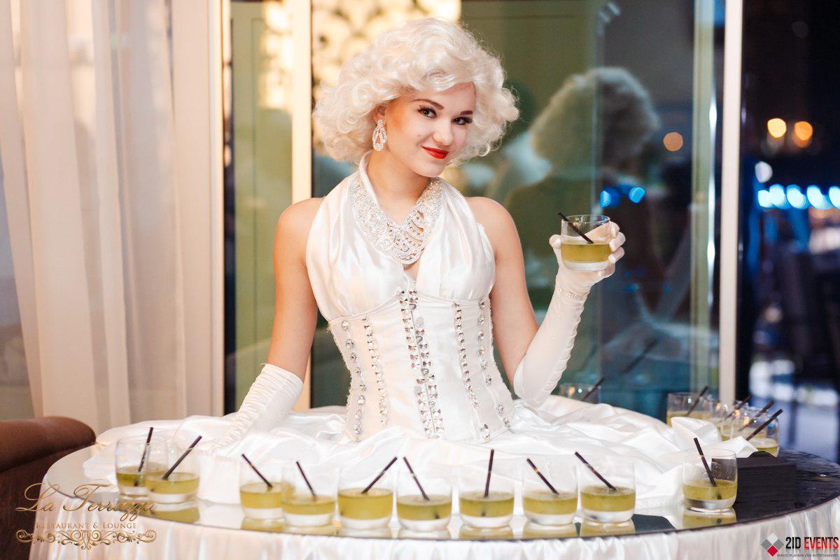 WHITE WALKING TABLE LADY IN THE UAE